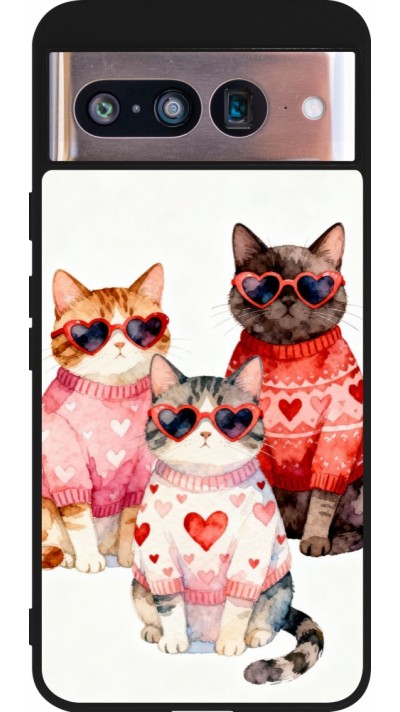 Google Pixel 8 Case Hülle - Silikon schwarz Saint Valentines Day 26 Cat Love