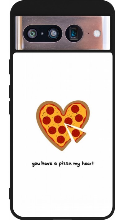 Google Pixel 8 Case Hülle - Silikon schwarz Saint Valentines Day 26 You have my pizza heart