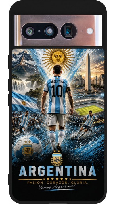 Google Pixel 8 Case Hülle - Silikon schwarz Fussball Argentinien splash 2026