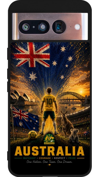 Google Pixel 8 Case Hülle - Silikon schwarz Fussball Australien splash 2026