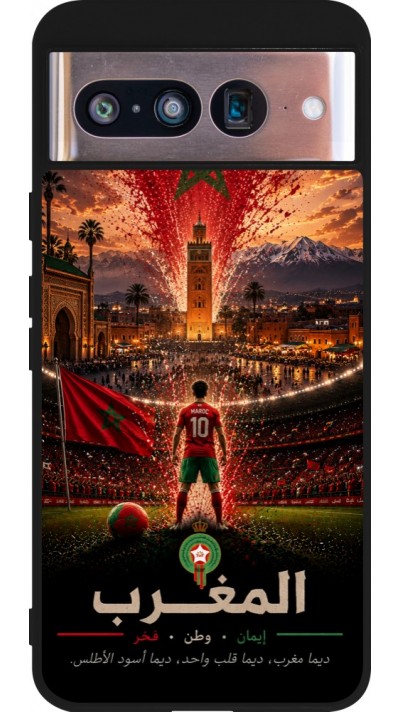 Google Pixel 8 Case Hülle - Silikon schwarz Fussball Marokko splash 2026
