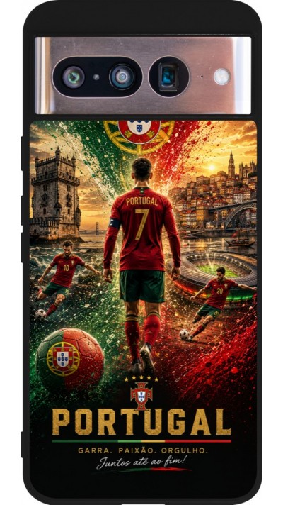 Google Pixel 8 Case Hülle - Silikon schwarz Fussball Portugal splash 2026