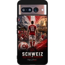 Google Pixel 8 Case Hülle - Silikon schwarz Fussball Schweiz splash 2026