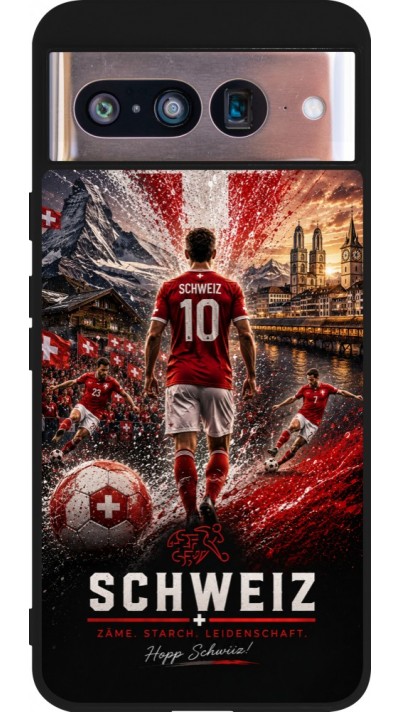 Google Pixel 8 Case Hülle - Silikon schwarz Fussball Schweiz splash 2026