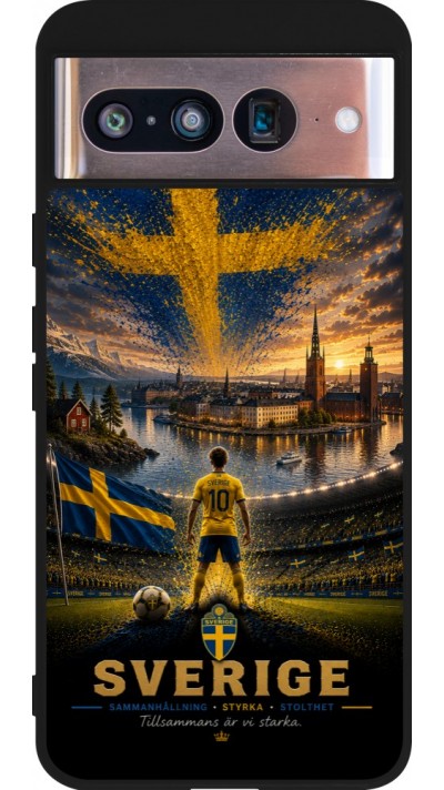 Google Pixel 8 Case Hülle - Silikon schwarz Fussball Schweden splash 2026