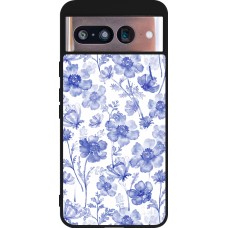 Google Pixel 8 Case Hülle - Silikon schwarz Spring 23 watercolor blue flowers