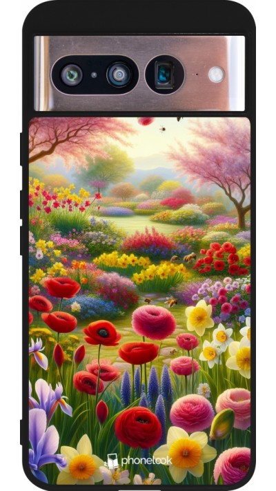 Coque Google Pixel 8 - Silicone rigide noir Spring 25 Bouquet printemps