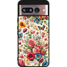 Coque Google Pixel 8 - Silicone rigide noir Spring 25 printemps fleuri