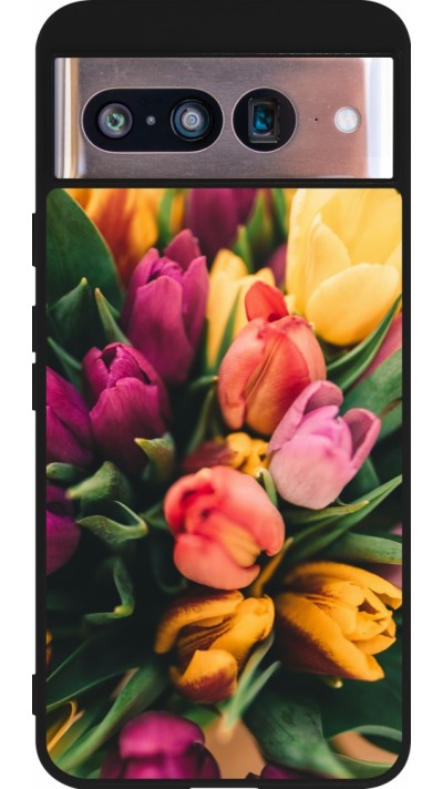 Google Pixel 8 Case Hülle - Silikon schwarz Bouquet of tulips 2026