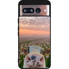Google Pixel 8 Case Hülle - Silikon schwarz Cow with tulips 2026