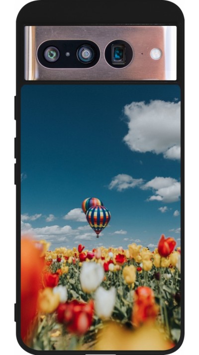 Google Pixel 8 Case Hülle - Silikon schwarz Hot air balloon 2026