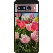 Google Pixel 8 Case Hülle - Silikon schwarz Tulips 2026