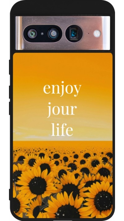 Google Pixel 8 Case Hülle - Silikon schwarz Summer 2025 Enjoy your life