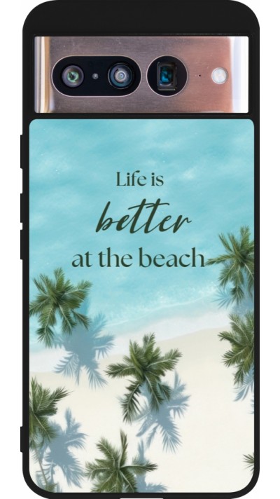 Google Pixel 8 Case Hülle - Silikon schwarz Summer 2025 Life is better at the beach