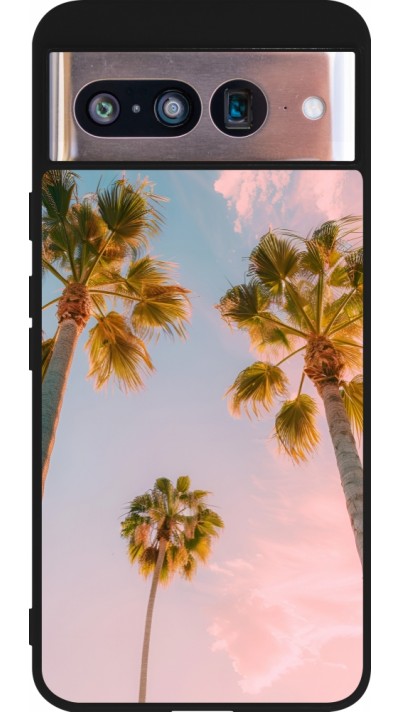 Google Pixel 8 Case Hülle - Silikon schwarz Summer 2025 Palmiers