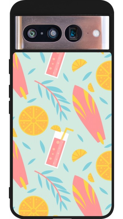 Google Pixel 8 Case Hülle - Silikon schwarz Summer 2025 Pattern citron