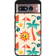 Google Pixel 8 Case Hülle - Silikon schwarz Summer 2025 Pattern soleil