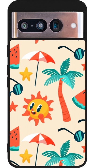 Google Pixel 8 Case Hülle - Silikon schwarz Summer 2025 Pattern soleil