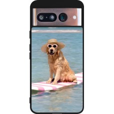 Coque Google Pixel 8 - Silicone rigide noir Summer Dog on Paddle