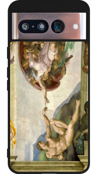Google Pixel 8 Case Hülle - Silikon schwarz Kunstbild - Die Erschaffung Adams - Michelangelo