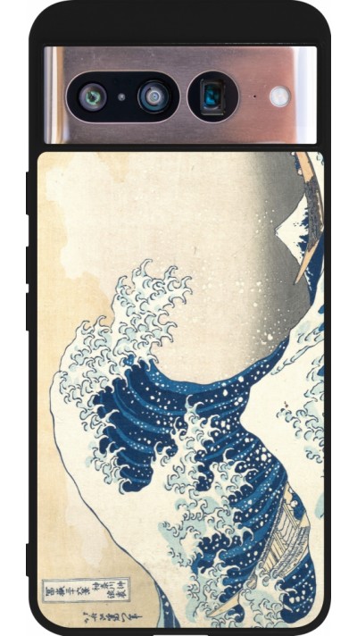 Google Pixel 8 Case Hülle - Silikon schwarz Kunstbild - Die große Welle vor Kanagawa - Hokusai