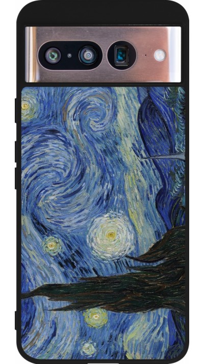 Google Pixel 8 Case Hülle - Silikon schwarz Kunstbild - Sternennacht - Van Gogh
