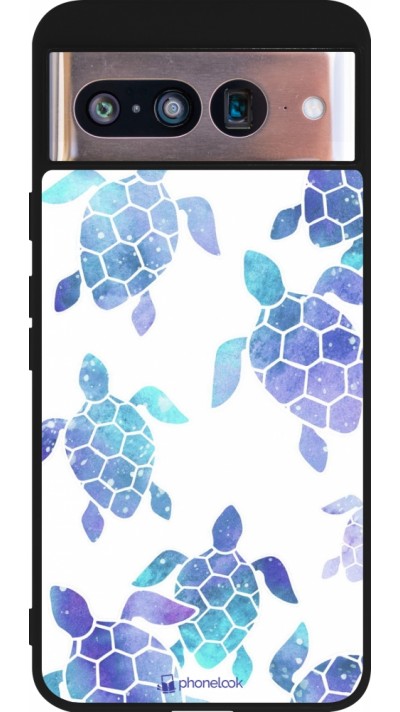 Google Pixel 8 Case Hülle - Silikon schwarz Turtles pattern watercolor