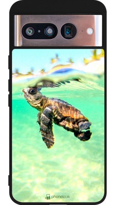 Google Pixel 8 Case Hülle - Silikon schwarz Turtle Underwater
