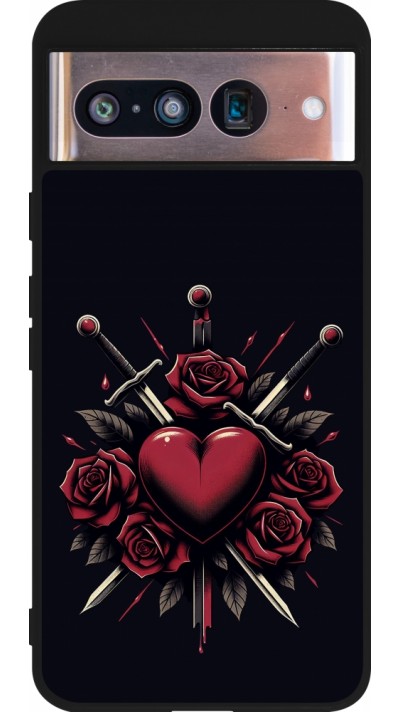 Google Pixel 8 Case Hülle - Silikon schwarz Valentine 2024 gothic love