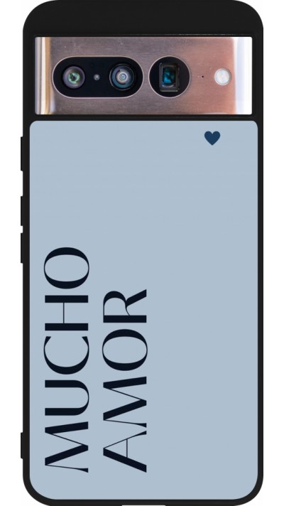 Google Pixel 8 Case Hülle - Silikon schwarz Valentine 2024 mucho amor azul