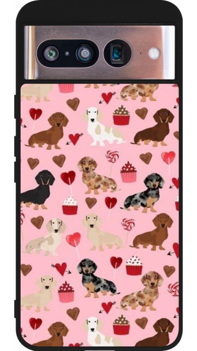 Google Pixel 8 Case Hülle - Silikon schwarz Valentine 2024 puppy love