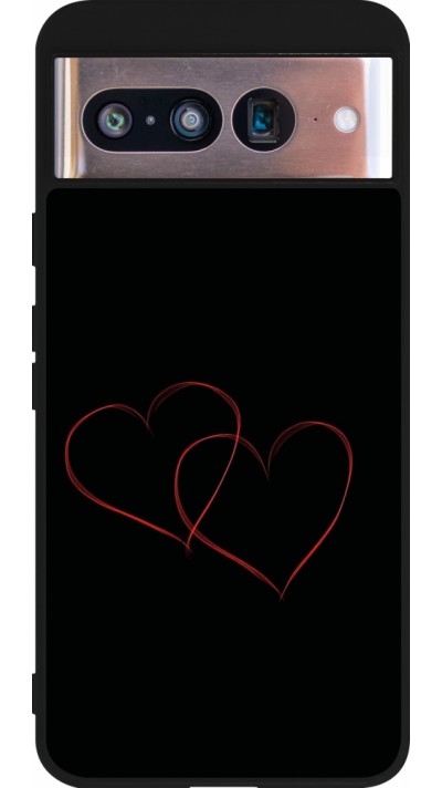 Google Pixel 8 Case Hülle - Silikon schwarz Valentine 2023 attached heart