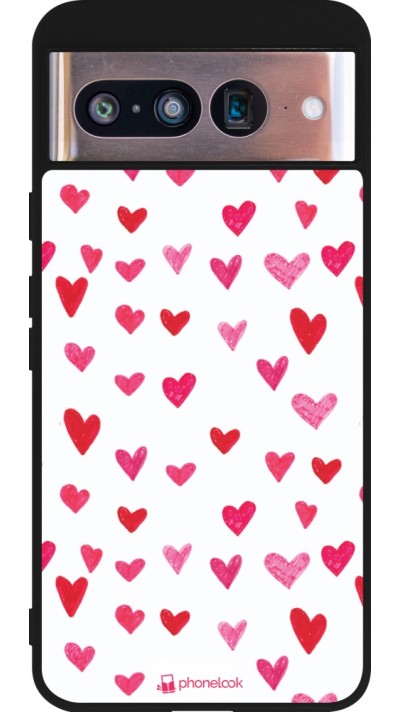 Google Pixel 8 Case Hülle - Silikon schwarz Valentine 2022 Many pink hearts