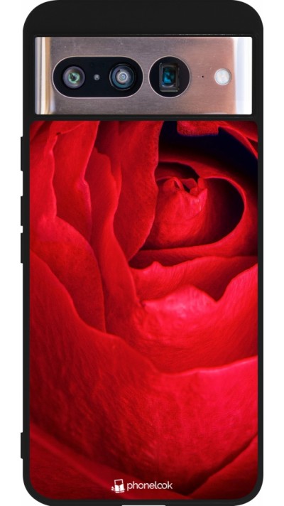 Google Pixel 8 Case Hülle - Silikon schwarz Valentine 2022 Rose