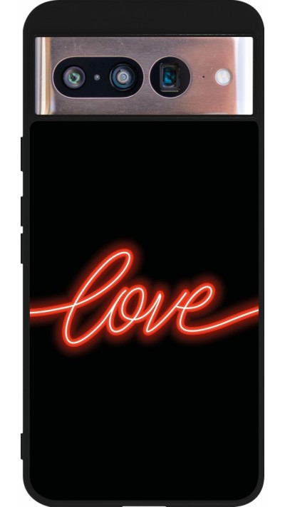 Google Pixel 8 Case Hülle - Silikon schwarz Valentine 2023 neon love