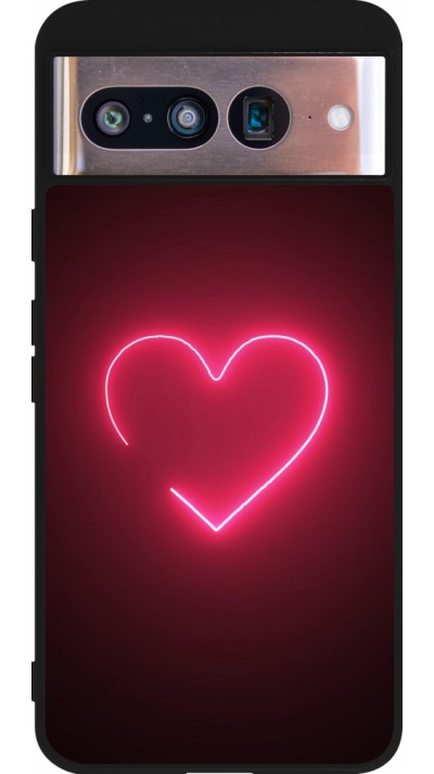 Google Pixel 8 Case Hülle - Silikon schwarz Valentine 2023 single neon heart