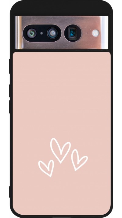 Google Pixel 8 Case Hülle - Silikon schwarz Valentine 2023 three minimalist hearts