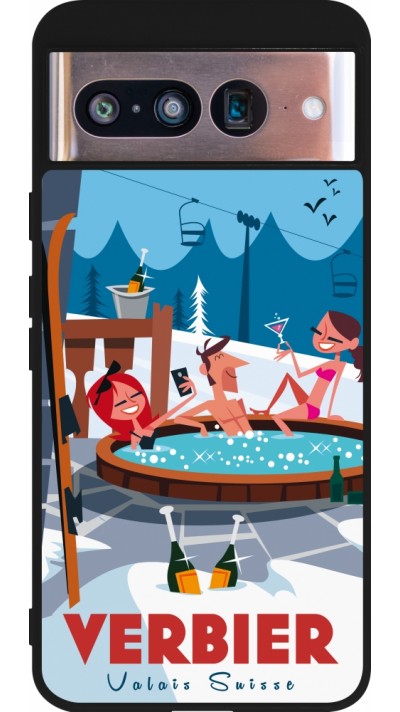 Google Pixel 8 Case Hülle - Silikon schwarz Verbier Mountain Jacuzzi