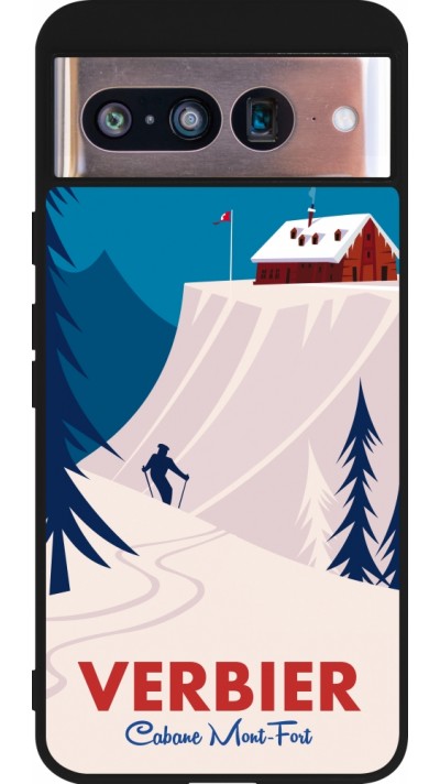 Google Pixel 8 Case Hülle - Silikon schwarz Verbier Cabane Mont-Fort