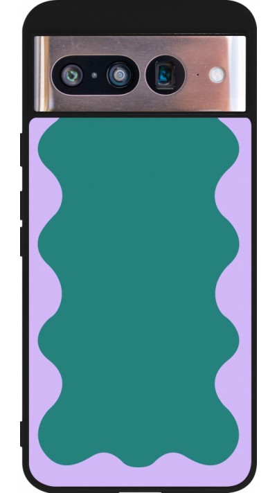 Google Pixel 8 Case Hülle - Silikon schwarz Wavy Rectangle Green Purple