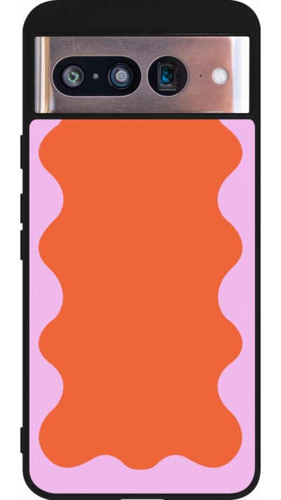 Google Pixel 8 Case Hülle - Silikon schwarz Wavy Rectangle Orange Pink