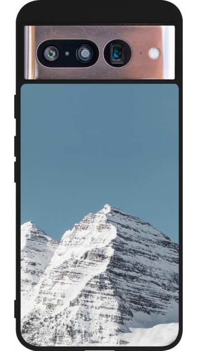 Google Pixel 8 Case Hülle - Silikon schwarz Winter 22 blue sky mountain
