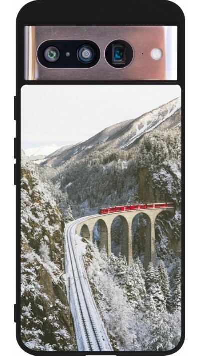 Google Pixel 8 Case Hülle - Silikon schwarz Winter 25 Winter polar express
