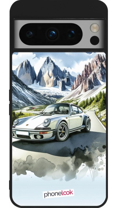 Google Pixel 8 Pro Case Hülle - Silikon schwarz Porsche 911 Berg Aquarell