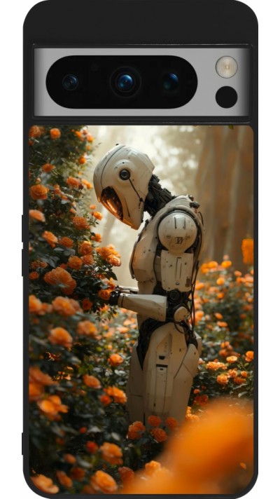 Coque Google Pixel 8 Pro - Silicone rigide noir Astronaut flowers 2025