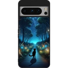 Google Pixel 8 Pro Case Hülle - Silikon schwarz Schwarze Katze Spaziergang
