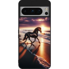 Google Pixel 8 Pro Case Hülle - Silikon schwarz Pferd majestätisch Strand