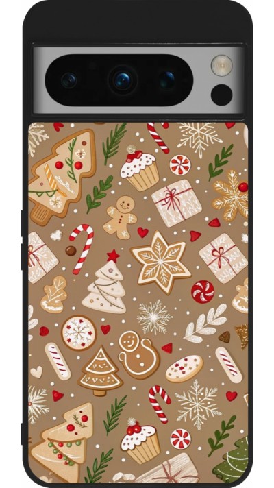 Google Pixel 8 Pro Case Hülle - Silikon schwarz Christmas 25 Pattern Ginger Cookie