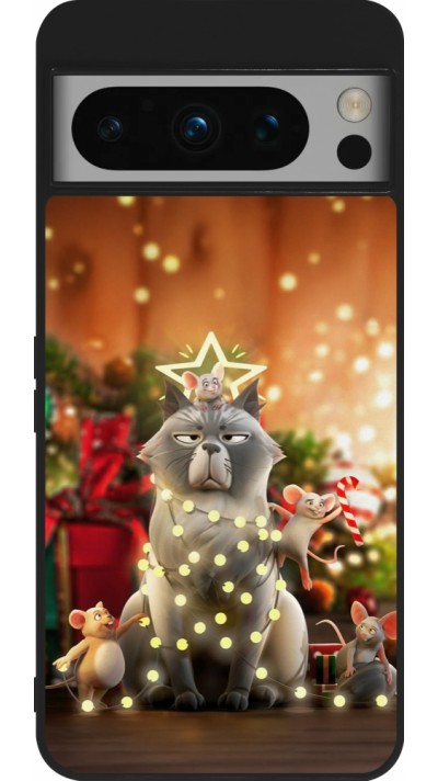 Google Pixel 8 Pro Case Hülle - Silikon schwarz Christmas 25 Xmas Cat