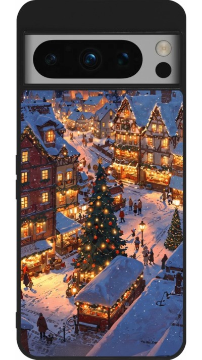 Google Pixel 8 Pro Case Hülle - Silikon schwarz Christmas 25 Xmas Village